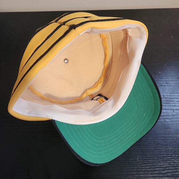 Purdue University Vintage Trucker Black Gold Flat Top Captain Hat Rare 3 Stripe - Picture 6 of 6